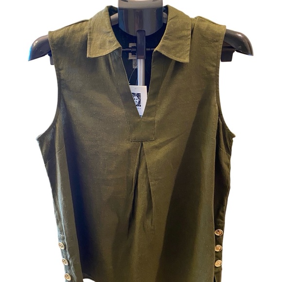 Anne Klein Olive Green Sleeveless Top, NWT - Picture 1 of 6